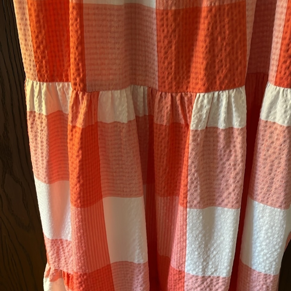Lou & Grey spaghetti strapped orange and cream checked maxi sundress. Size XS - Picture 3 of 10